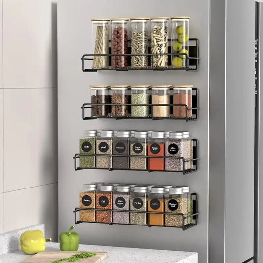 Magnetic Metal Seasoning Rack for Refrigerator & Microwave – Storage Shelf for Kitchen