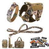 Military Tactical Large Dog Harness Set – Training Vest with Collar, Leash, Bags & Patches for Malinois & Large Breeds
