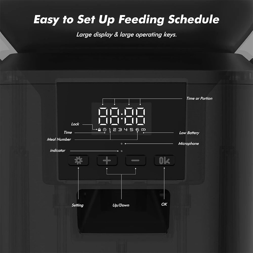 FurPipi Automatic Cat & Dog Feeder – 8L Smart Food Dispenser with Key Control, SUS+ABS Durable Build