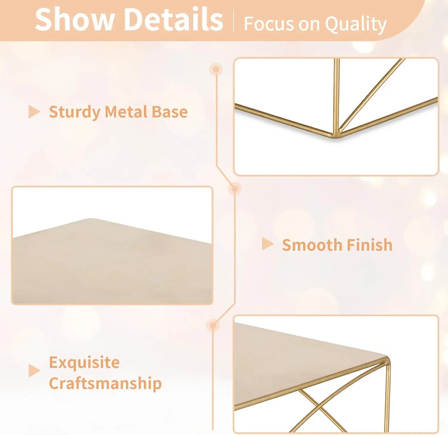 Set of 3 Gold Metal Cake & Cupcake Stands – Elegant Round Dessert Risers