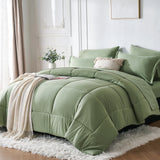 7-Piece “Bed-in-a-Bag” Comforter Set – Queen Size Solid Geometric Design Bedding Bundle (Sheets, Pillowcases & Comforter)