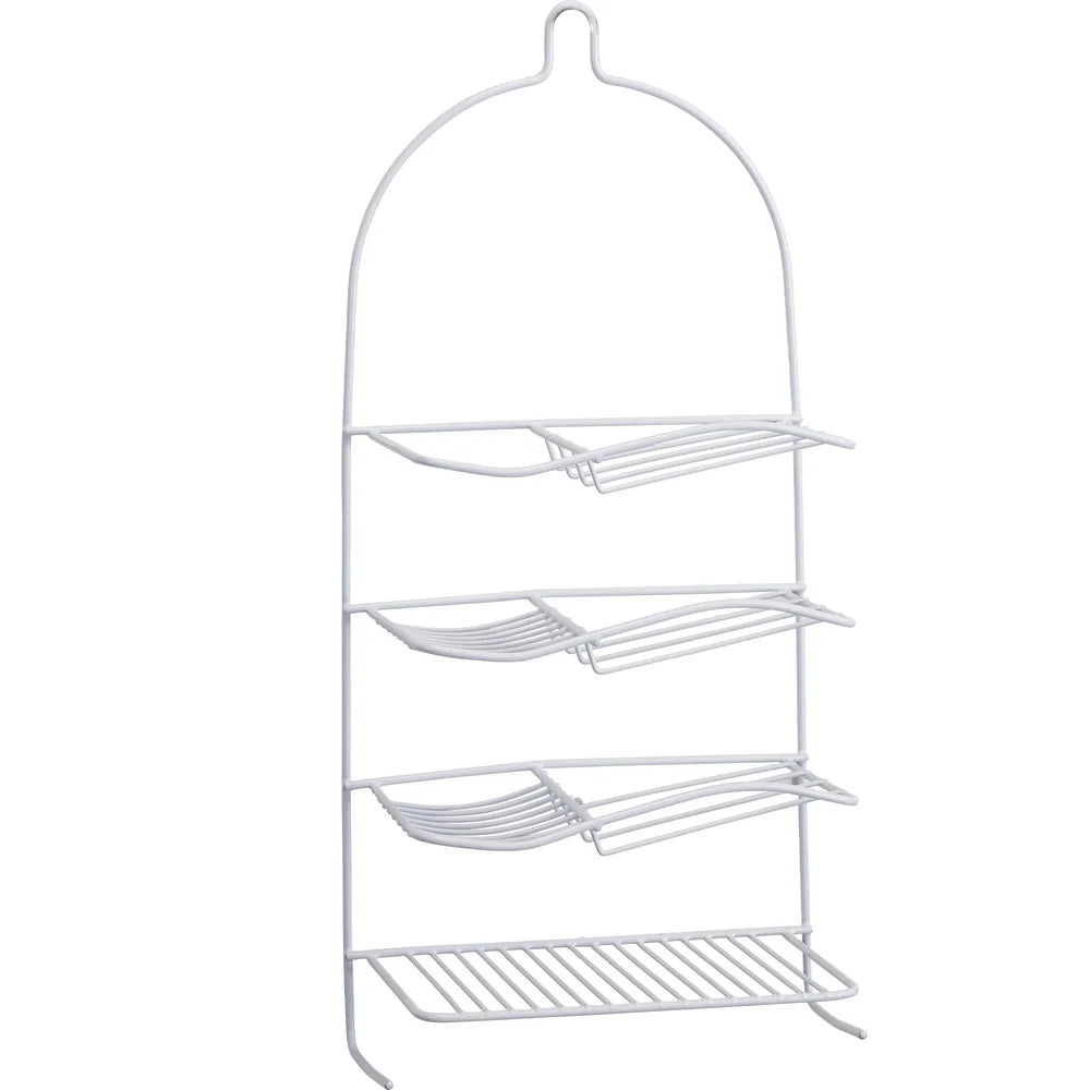 4-Tier Metal Shower Organizer with Hooks – Rust-Resistant Bathroom Storage Rack