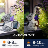 Solar Elephant Garden Ornament with LED String Lights – Outdoor Resin Elephant Sculpture for Yard, Patio & Pathway Décor