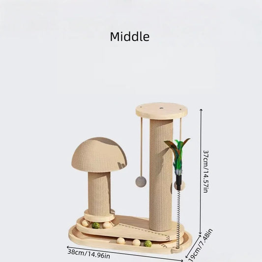 Interactive Cat Scratching Post Tower – Multi-Functional Cat Tree with Jute Rope, Ball Track & Self-Entertainment Scratch Board