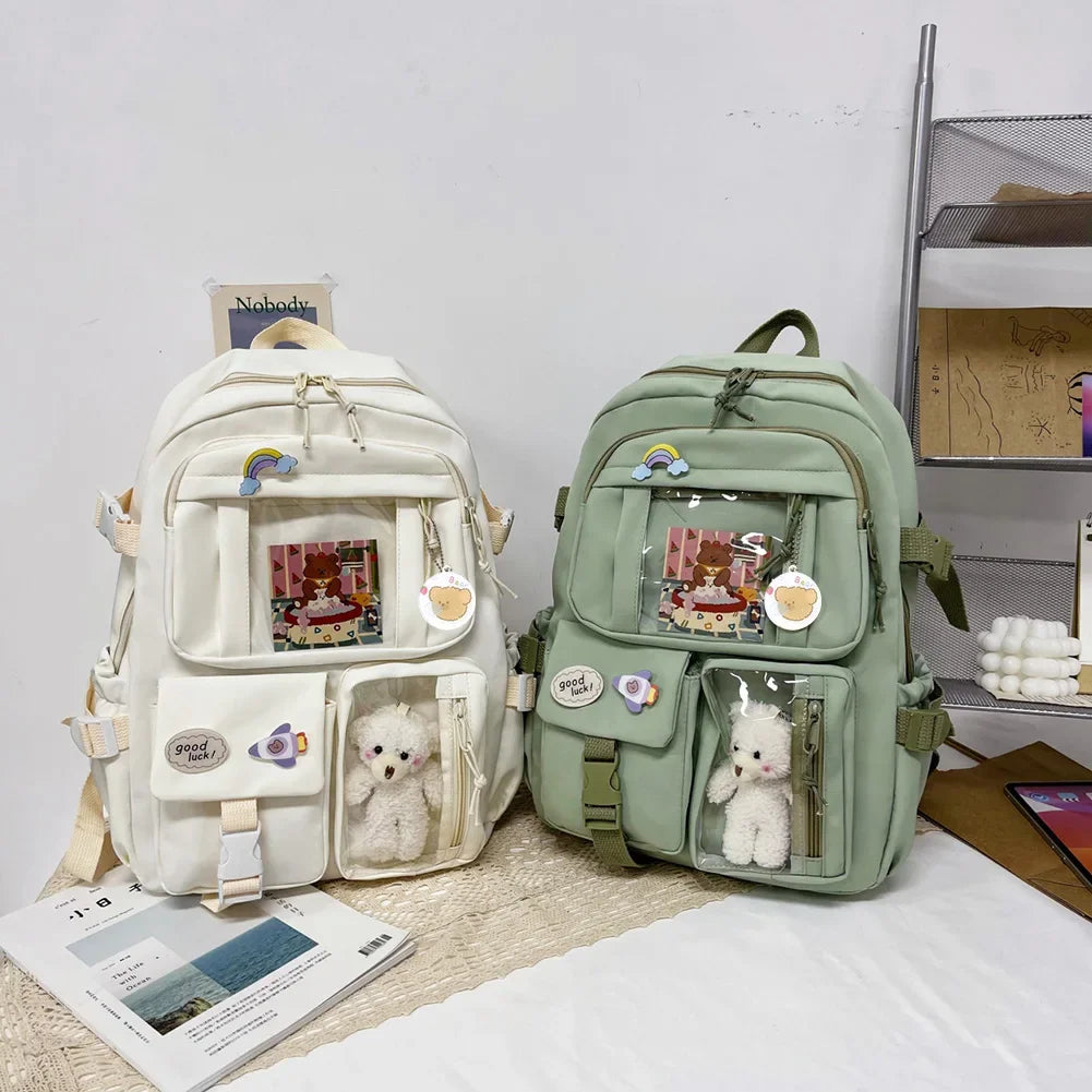 Cute Kawaii Large-Capacity Nylon Student Rucksack – Japanese Style Backpack for Teen Girls