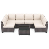 “7-Piece Modular Outdoor Furniture Set – PE Rattan Wicker Sectional Sofa with Cushions for Garden, Balcony & Patio”