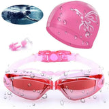 4-in-1 Premium Swimming Goggles & Cap Set – Waterproof, UV400 Protection, Anti-Fog Lens