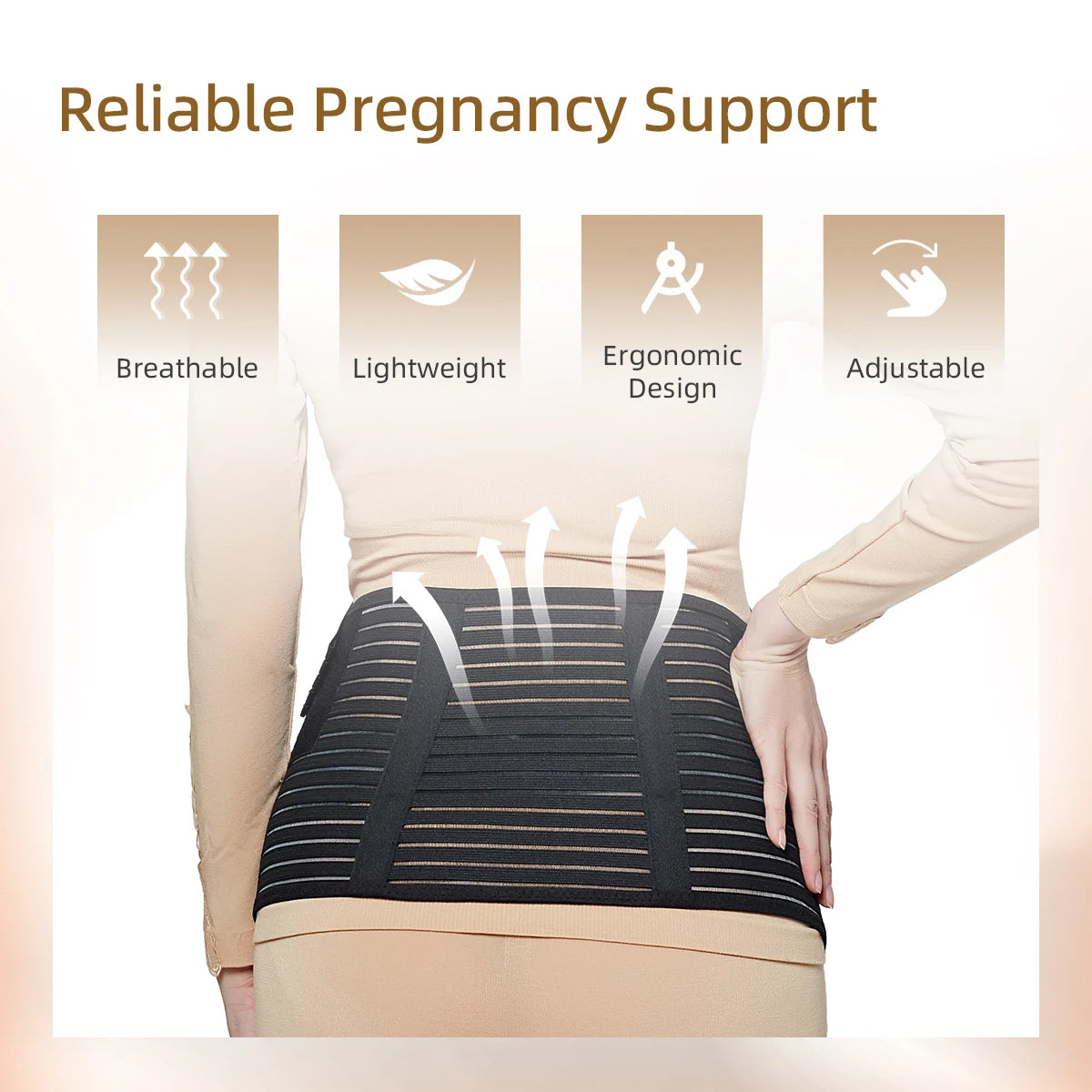 Breathable Adjustable Maternity Support Belt – Belly Wrap for Mid to Late Pregnancy, Back Pain Relief & Abdominal Support