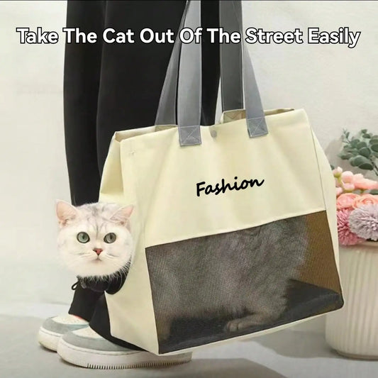 Cat & Small Dog Carrier Bag – Soft-Sided Foldable Tote with Breathable Mesh, Adjustable Travel Bag for Pets