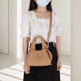 Women’s Dumpling Clutch Purse – Solid Color Retro Handbag with Removable Strap & Top Handle Crossbody Bag