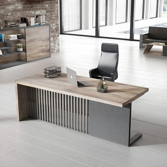 🖥️ 63" Modern Executive Office Desk – Stainless Steel Computer & Writing Desk Workstation for Home & Business