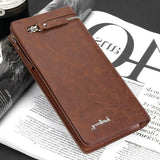 Men’s Long Zipper Bifold Wallet – Elegant Business Travel Leather Purse with Large Capacity & Card Holder Design