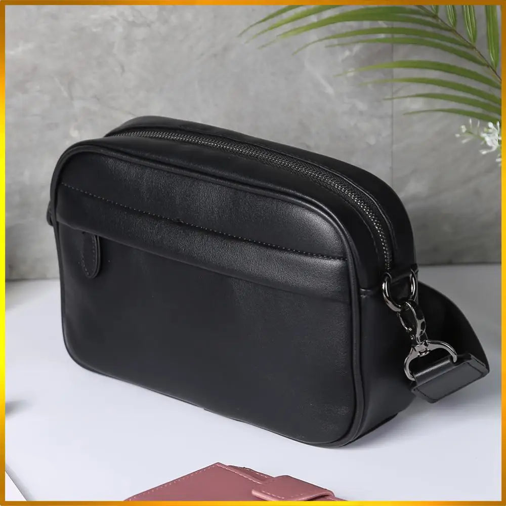 Men’s Plaid Business Messenger Bag — Small Square Shoulder Crossbody Purse for Travel & Work