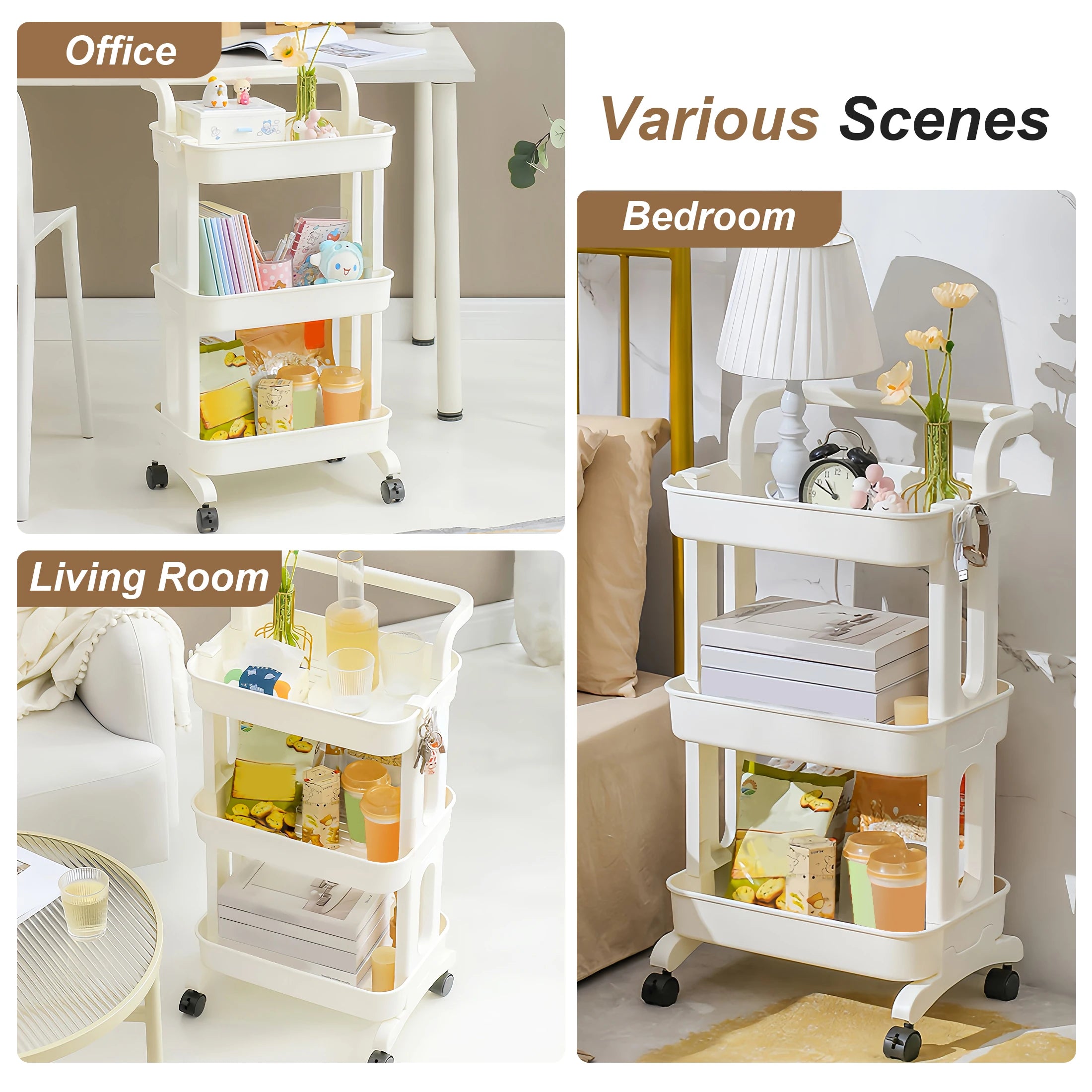 Multi-Layer Small Cart Storage Rack with Wheels – Floor-to-Floor Mobile Organizer for Kitchen, Bathroom & Bedroom