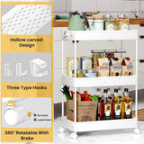 3-Tier Mobile Storage Cart – Bathroom & Laundry Organizer Utility Cart with Wheels