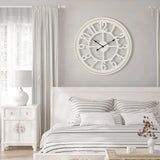 30-Inch Farmhouse Wall Clock – Large Wooden Silent Wall Clock with Boho Beads | Rustic Battery-Operated Easy-Read Design