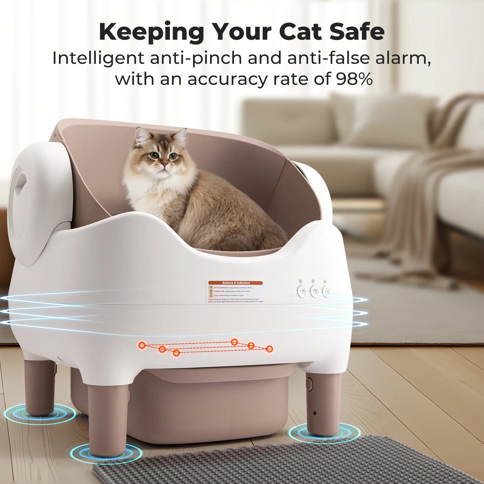 Self-Cleaning Automatic Cat Litter Box – App Control, Large Waste Bin, Open-Top Odor-Free Smart Litter Solution for Multi-Cat Homes
