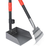 Dog Pooper Scooper Tray & Rake Set – Pet Waste Removal System with Long Adjustable Stainless Steel Handles for Easy Cleanup