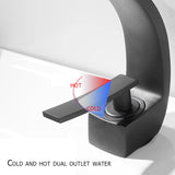 Black/Chrome Deck-Mount Basin Mixer Faucet – Single-Lever Hot & Cold Water Tap