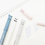 Animals Panda Erasable Gel Pen Set – 12-Piece 0.5 mm Blue/Black Ink Cartoon Stationery Kit
