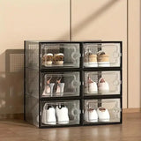 12 Pc / 24 Pc Large Capacity Modular Space-Saving Shoe Box, Transparent Plastic Stackable with Lid, Sneaker Display Box, B - PulinGO