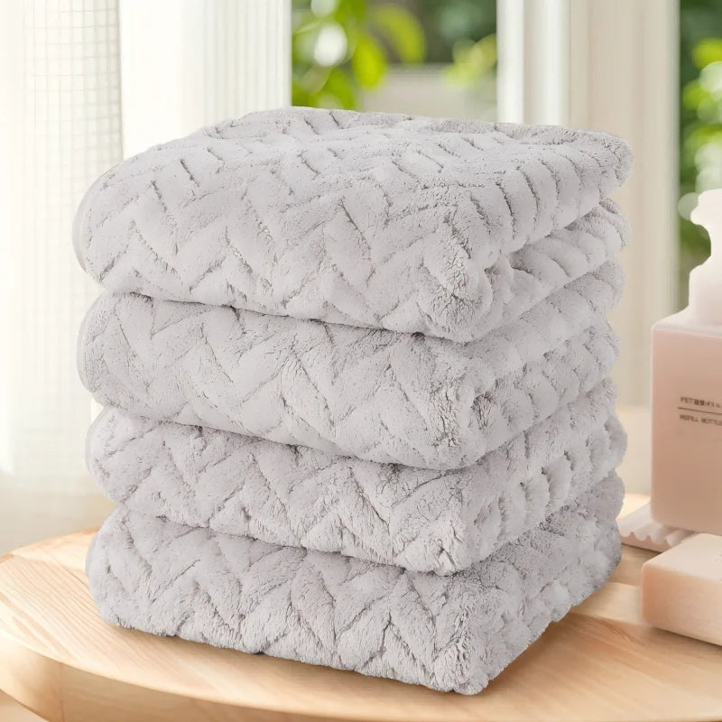 Solid Color Towel Set – 4pcs Ultra Soft & Highly Absorbent Towels, 4 Color Options for Bathroom, Kitchen & Daily Home Use