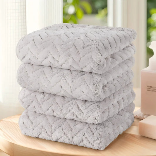 Solid Color Towel Set – 4pcs Ultra Soft & Highly Absorbent Towels, 4 Color Options for Bathroom, Kitchen & Daily Home Use