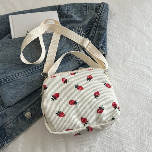 Corduroy Cartoon Shoulder Bag – Adjustable Strap Cute Sling Bag for Shopping, Work, Dates & Parties 👜✨