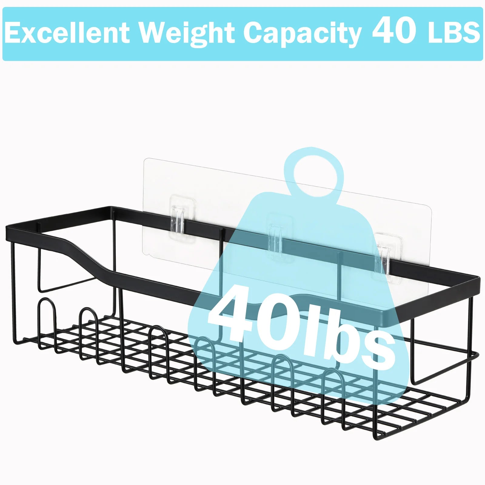 Adhesive No-Drill Wall Mounted Stainless-Steel Shower Organizer Shelf – Sleek & Rust-Resistant