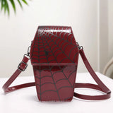 Women’s Gothic Coffin-Shaped Shoulder Bag – PU Leather Crossbody Hobo Purse with Adjustable Strap for Halloween & Cosplay