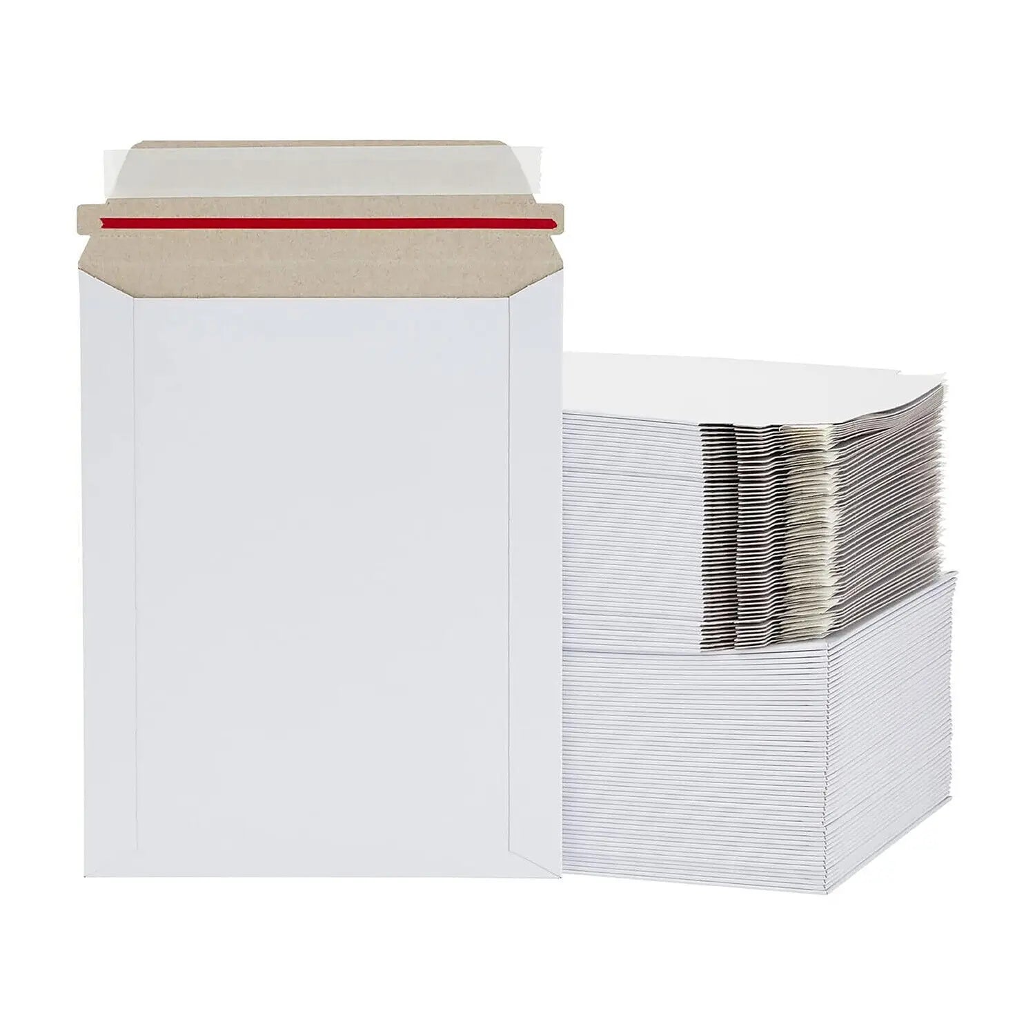 100 Pack Rigid Photo Mailers – 6″×8″ White Cardboard Flat Envelopes with Self-Seal for Documents & Prints