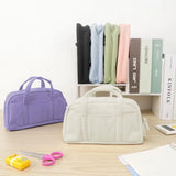Large Soft Corduroy Zip Pencil Case – 6-Compartment Aesthetic Organizer (Purple)