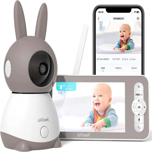 ieGeek 5.2K 3MP Baby Surveillance Camera – 360° PTZ Baby Monitor with Dual-Screen Preview, Motion Detection & Night Vision