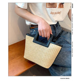 Women’s casual straw travel handbag – large-capacity color-clash woven tote bag, versatile summer leisure purse for beach, shopping & daily use