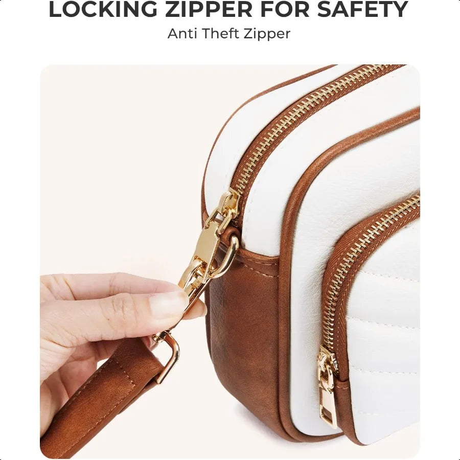 CHOLISS Quilted Vegan Leather Crossbody Bag – RFID Travel Purse with Built-In Wallet & Elegant Shoulder Design for Women