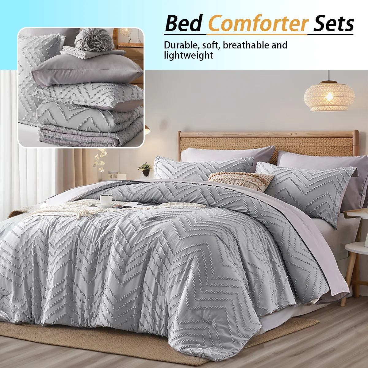 7-Piece Cut-Flower Quilted Comforter Set – Soft All-Season Bedding (Elegant Floral Texture)