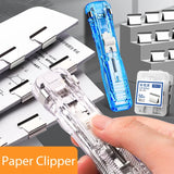 Traceless Reusable Hand Clamp Push Stapler – Paper & File Binding Tool for Office & School