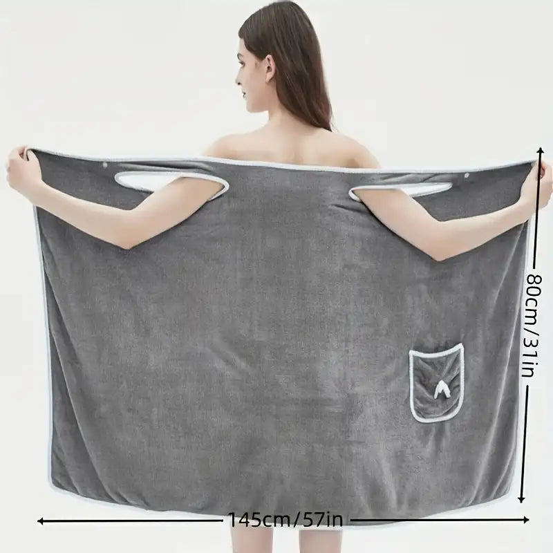 “Wearable Bath Towel with Bowknot – Coral Velvet Bath Skirt for Adults, Quick-Drying & Soft Absorbent Wrap”