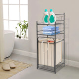 3-Tier Large-Capacity Laundry Storage Rack – Grid Structure Iron Frame with Removable Oxford-Cloth Basket