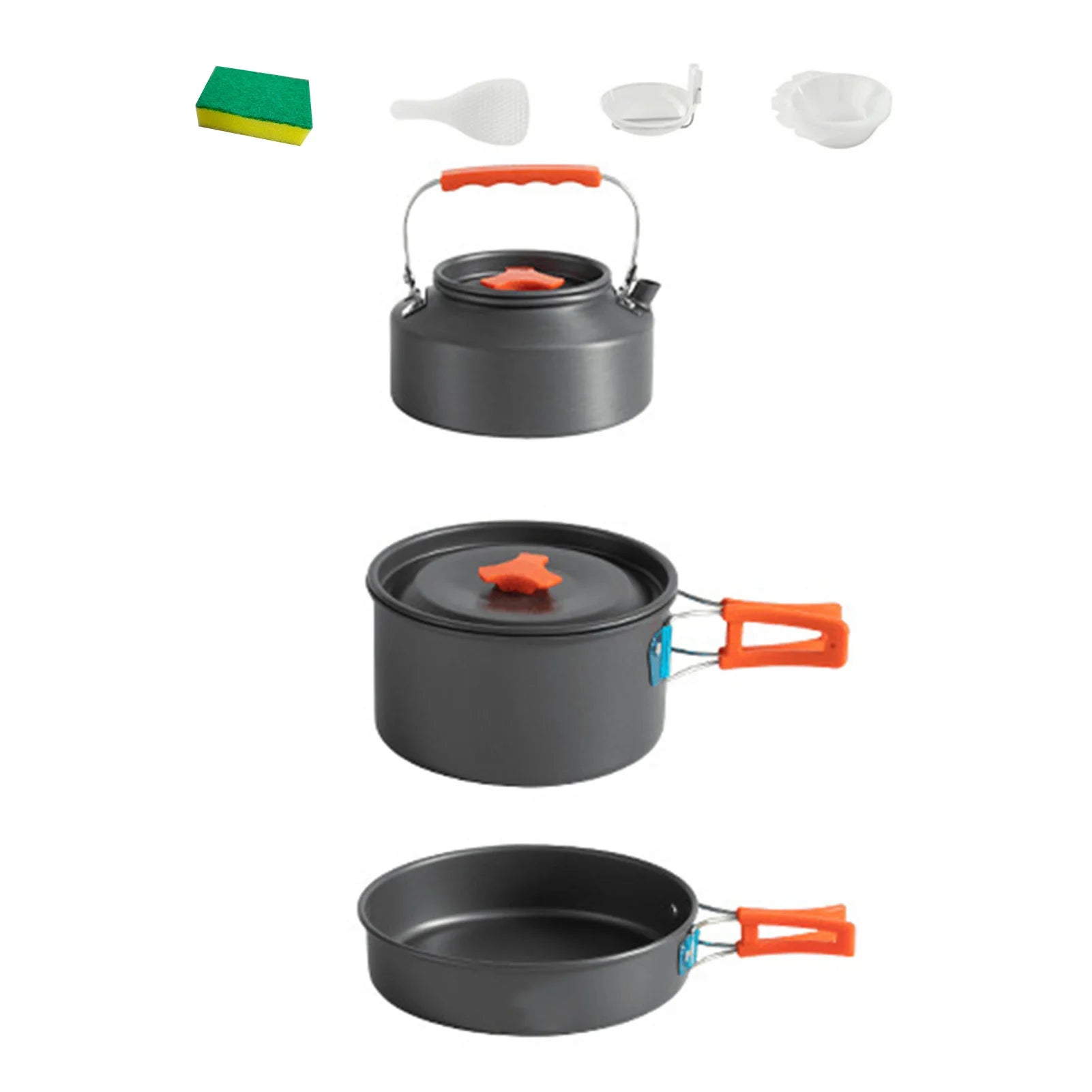 3-Piece Camping Cookware Set – Portable Non-Stick Pot, Pan & 1.1L Kettle Kit for Outdoor Cooking & Survival 🍳🔥