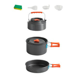 3-Piece Camping Cookware Set – Portable Non-Stick Pot, Pan & 1.1L Kettle Kit for Outdoor Cooking & Survival 🍳🔥