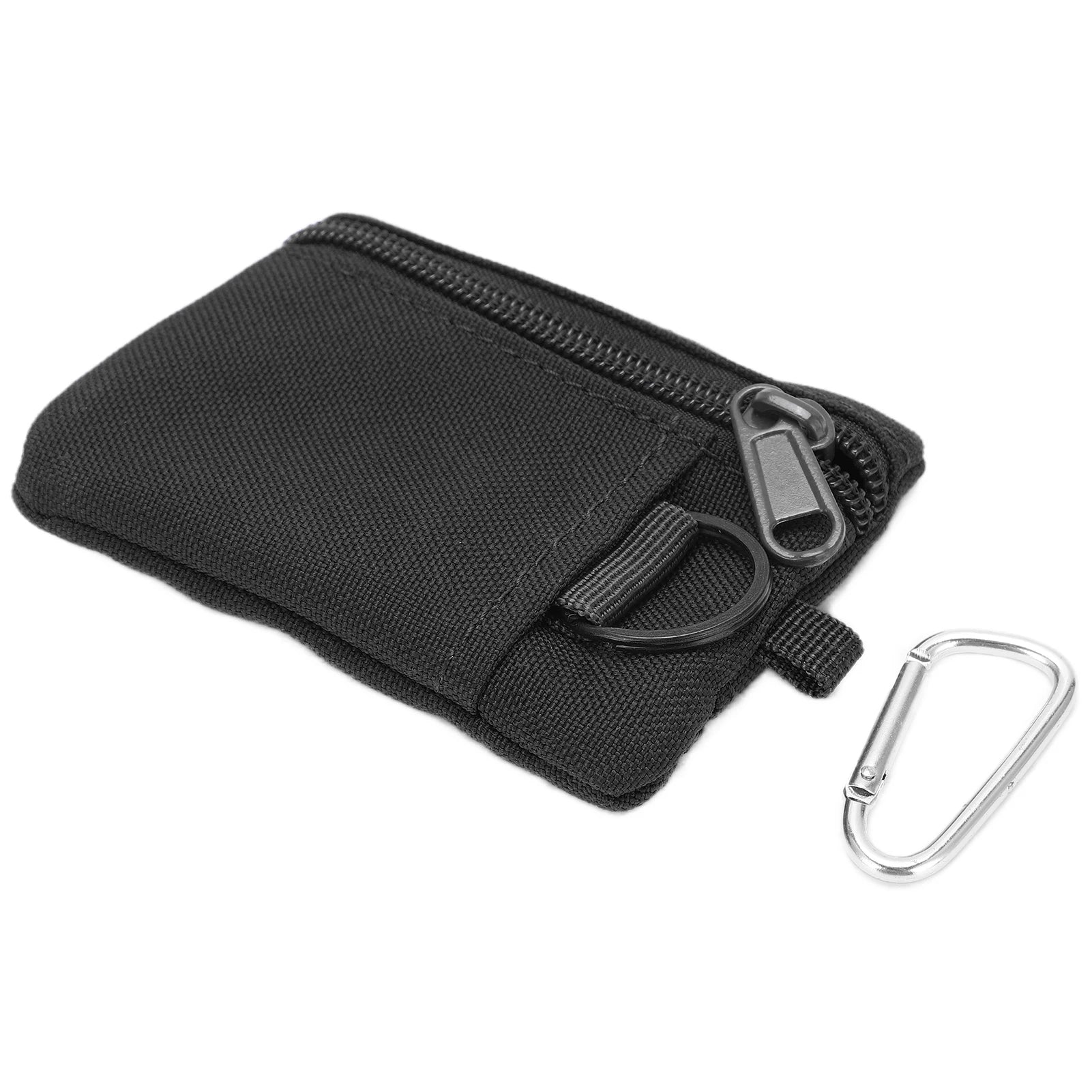 Mini Outdoor MOLLE Pouch – Nylon Zipper EDC Pocket Wallet with Carabiner for Keys, Cards & Essentials