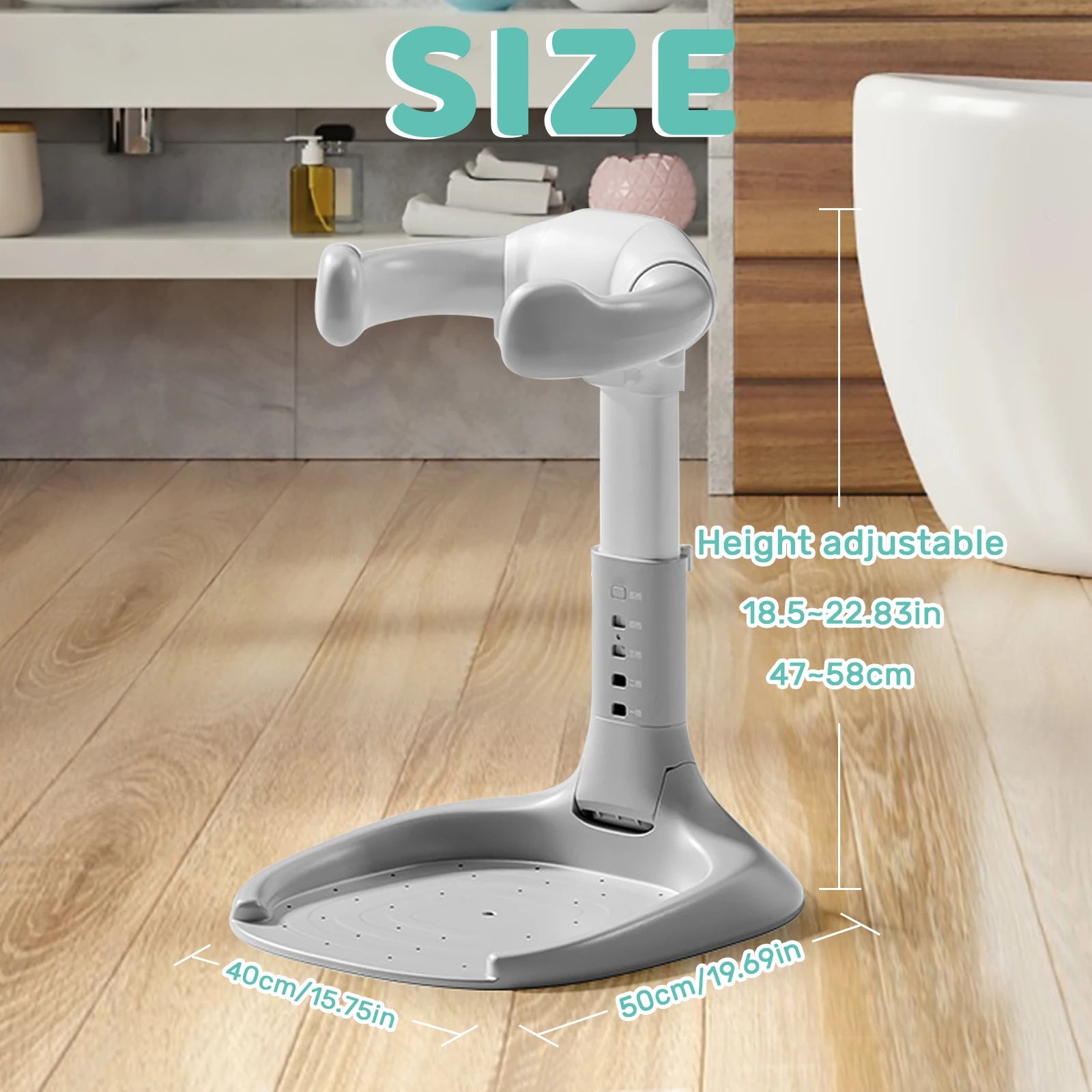 Baby Bath Stand – Adjustable Height Shower Support with Armrest, Portable Bath Helper, Anti-Slip Base for Safe Infant Bathing