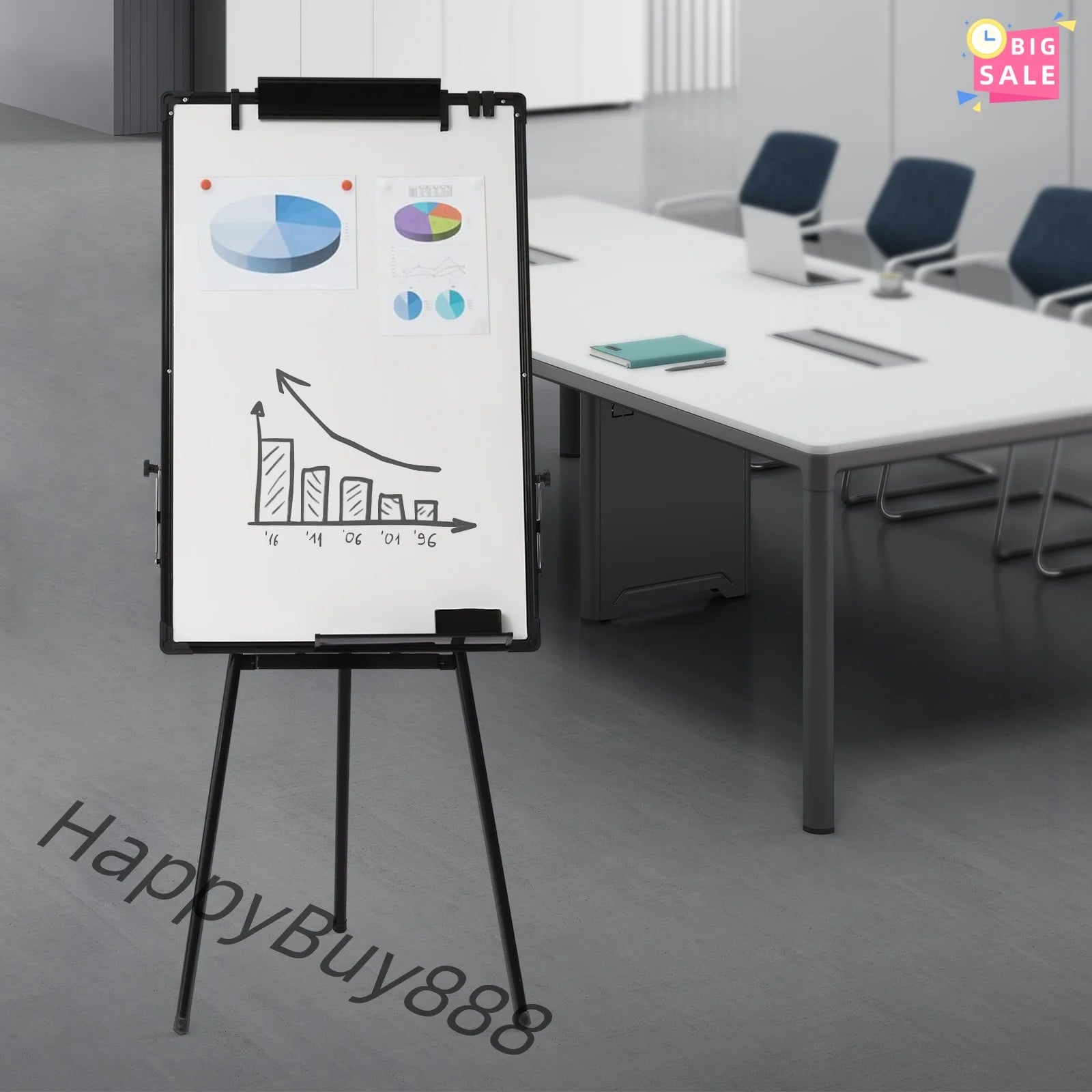 Adjustable Flip-Chart Whiteboard Tripod – 91 × 61 cm Magnetic Dry-Erase Easel for Office, School & Home