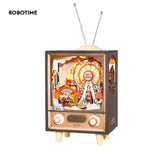 “Robotime Rolife Sunset Carnival Music Box – 3D Wooden Puzzle Ferris Wheel with Lights, DIY Home Decoration & Gift”