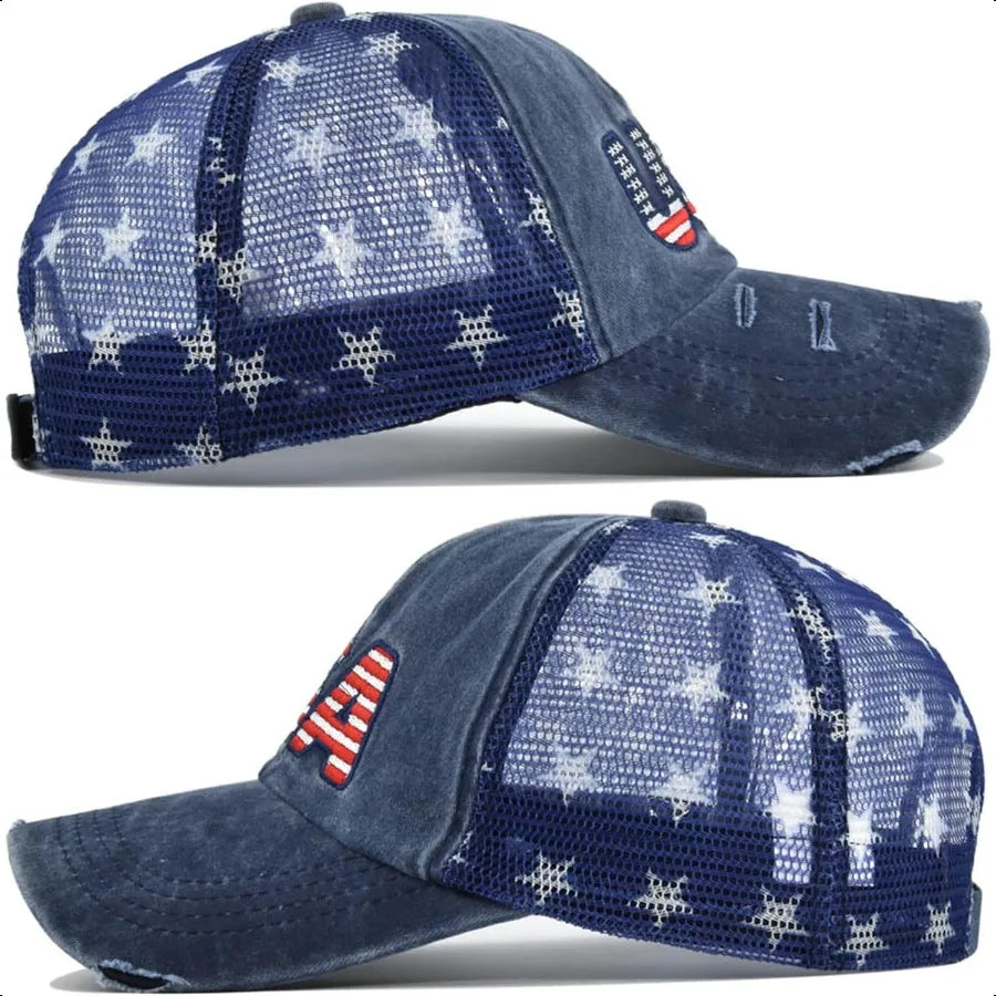 UTOWO American Flag Washed Vintage Embroidery Adjustable Baseball Cap – Unisex