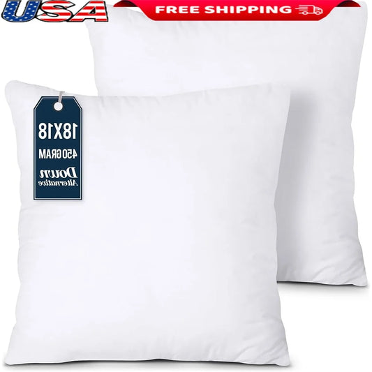 Pack of 2 Decorative Throw Pillow Inserts – Ultra-Soft Fiber Fill, 18×18″ Indoor Cushions