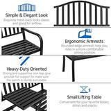 Outdoor Garden Bench with Pull-Out Middle Table – Weather-Resistant Metal Patio Bench for Porch & Backyard