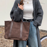 Women’s suede shoulder bag – large-capacity vintage winter handbag, stylish satchel tote purse for commuting, shopping & daily use