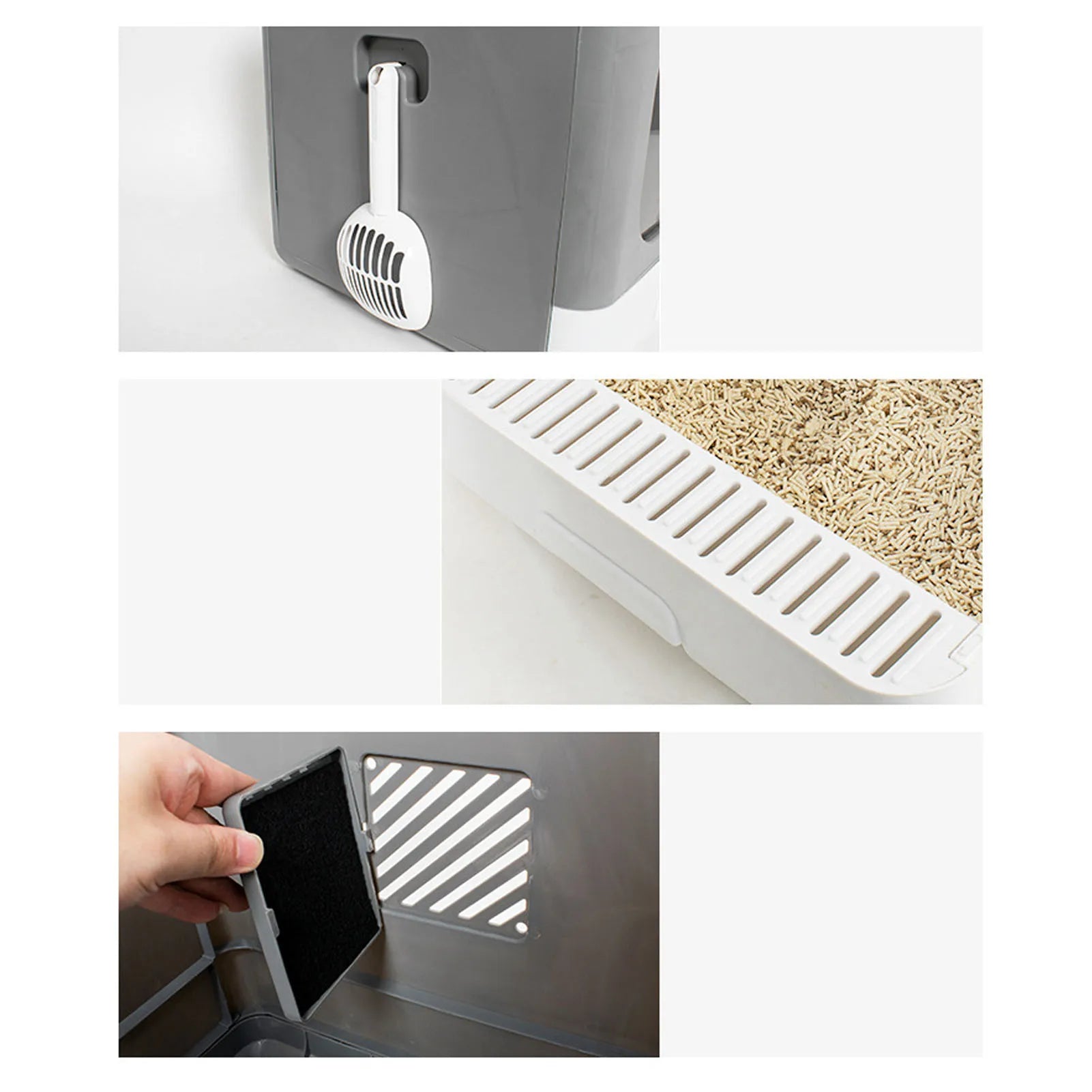 Large Plastic Spill-Proof Cat Litter Box – Heavy-Duty Open Pan Design